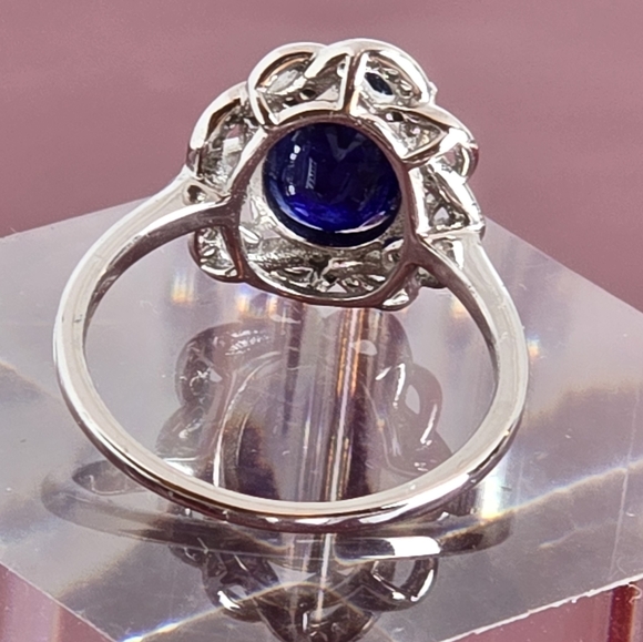 925 Sterling Silver Ring Sz 7.5 with Natural 8x10mm Sapphire Gemstone - Picture 5 of 8